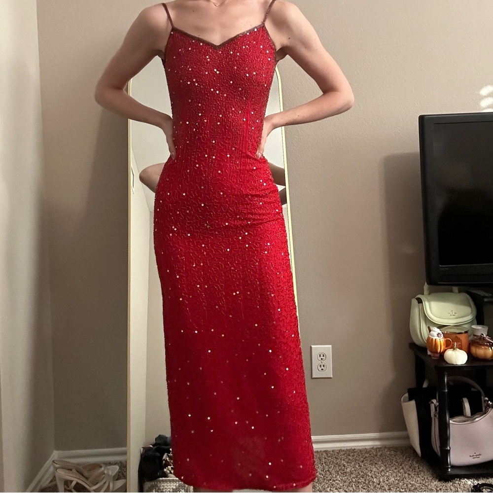 Elegant Red Sequin Dress
